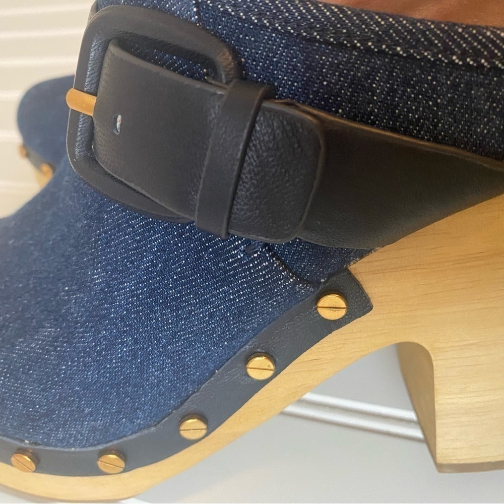 Veronica Beard | Women's Boho Retro Hippie 70s Dacey Denim Buckle Clogs Size 9 - Picture 8 of 8